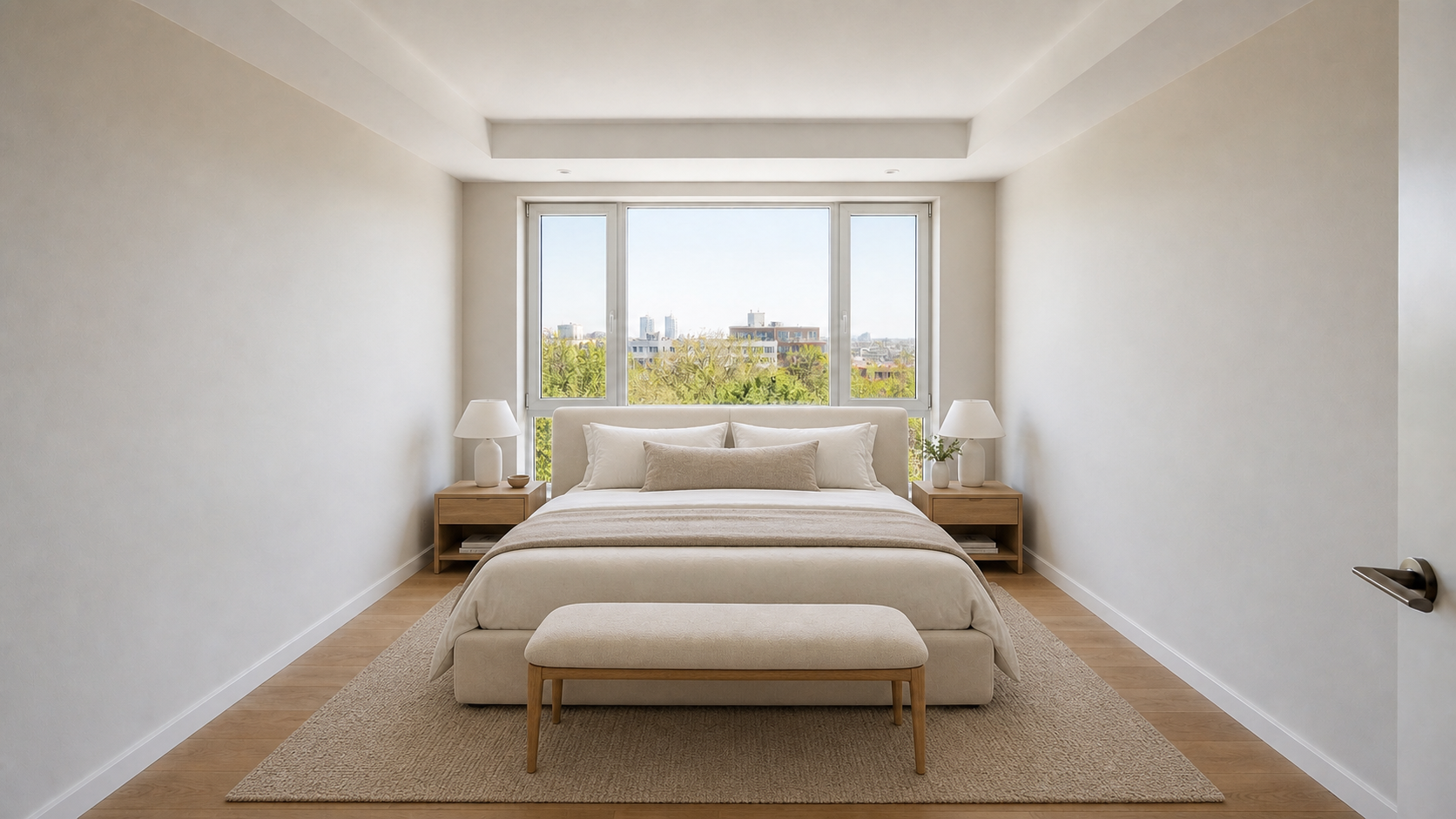 Bedroom with virtual furniture staging