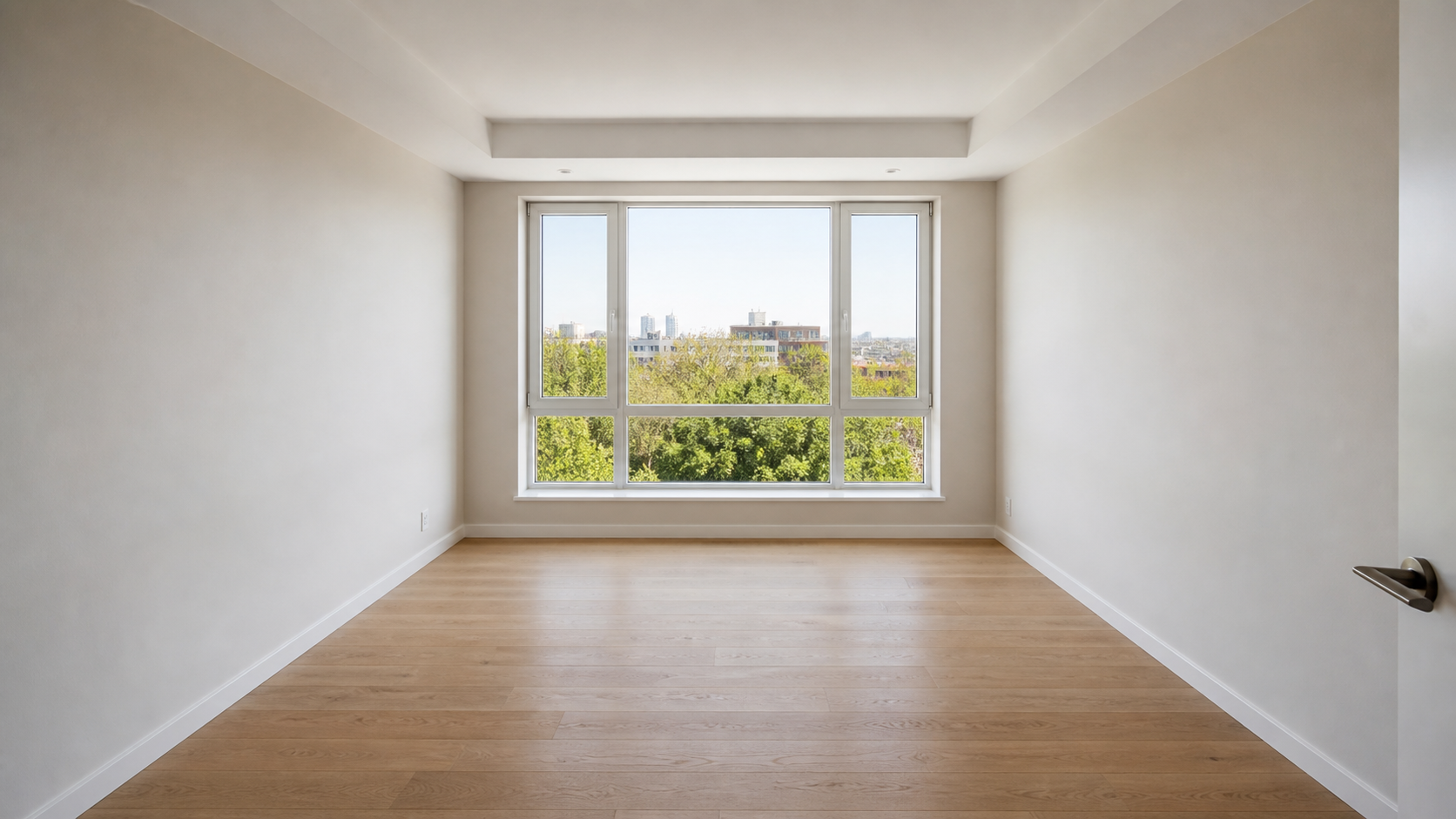 Empty bedroom before virtual staging