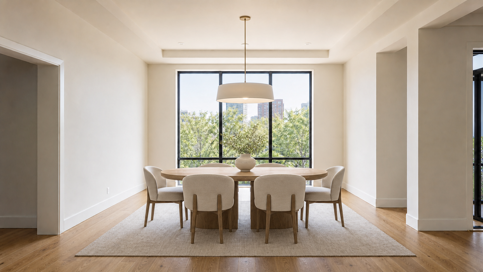 Dining room with virtual furniture staging