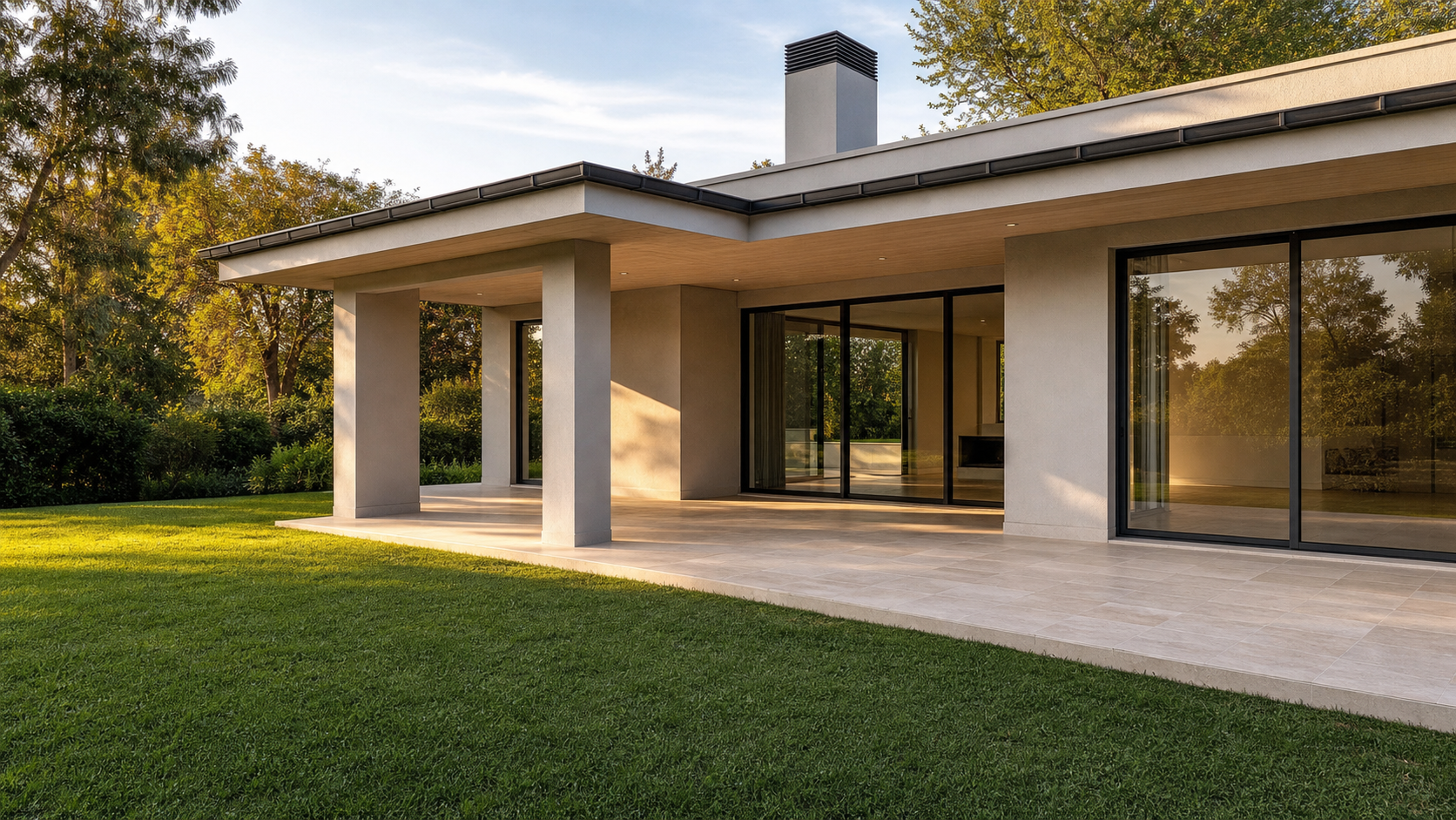 Empty exterior terrace before virtual staging